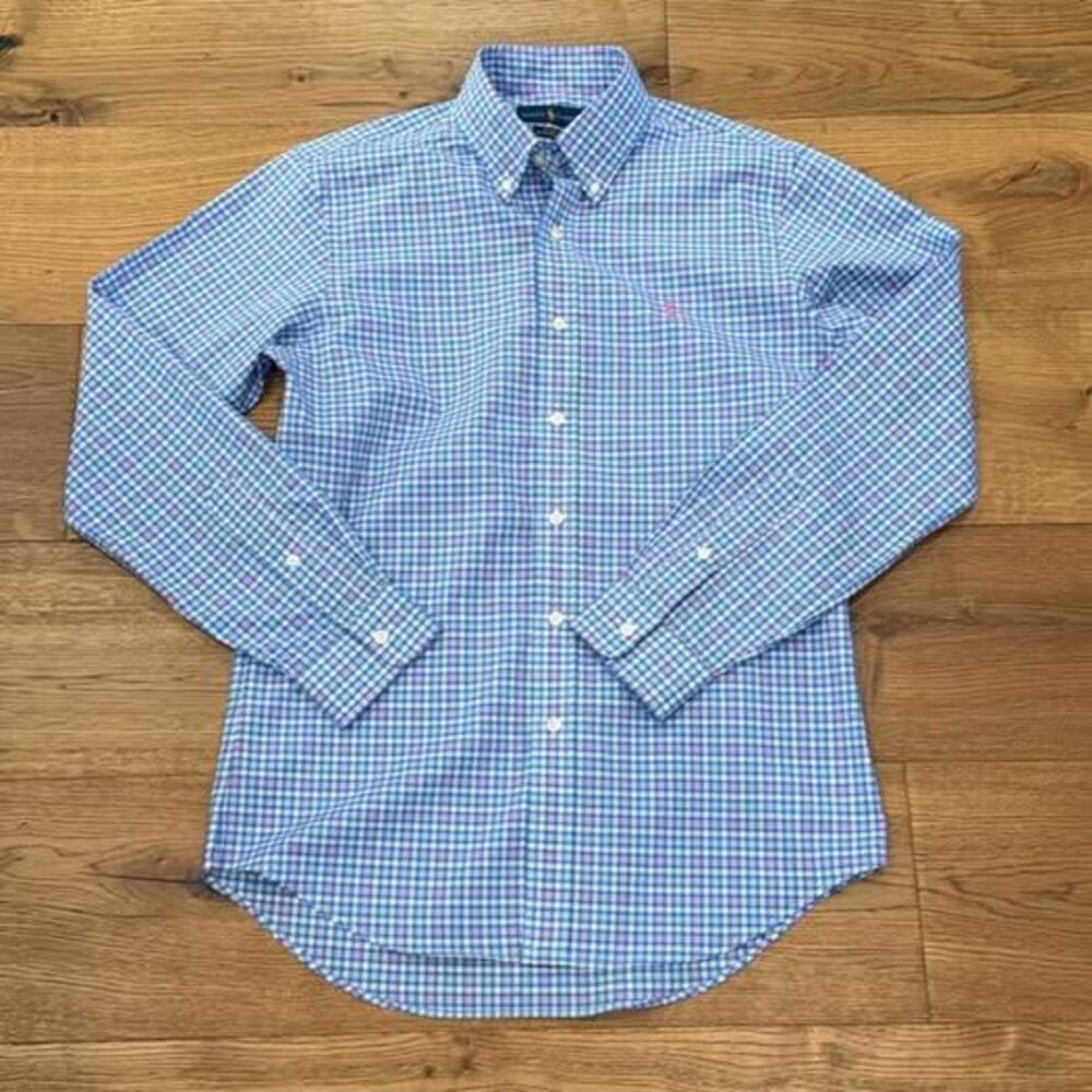 Ralph Lauren Classic Fit Cotton Check Shirt Mens S Pastel Pink Blue baby shower